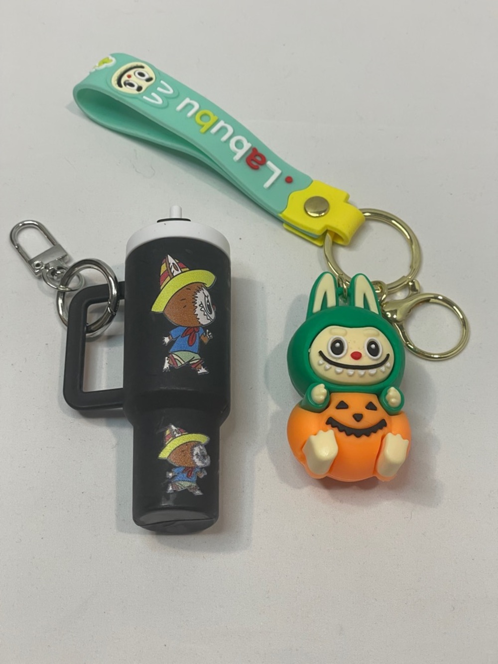 Labubu Monster and Tumbler Keychain/Bag Charm Set